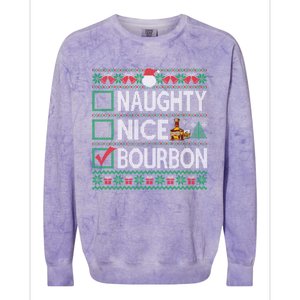 Naughty Nice Bourbon Christmas List Bourbon Ugly Cute Gift Colorblast Crewneck Sweatshirt