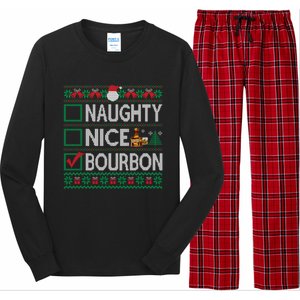 Naughty Nice Bourbon Christmas List Bourbon Ugly Cute Gift Long Sleeve Pajama Set