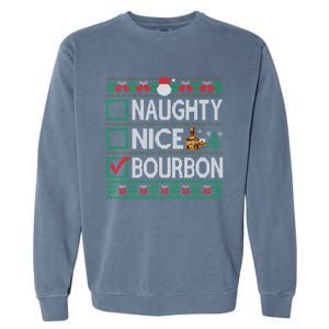 Naughty Nice Bourbon Christmas List Bourbon Ugly Cute Gift Garment-Dyed Sweatshirt