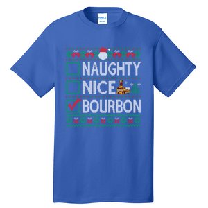 Naughty Nice Bourbon Christmas List Bourbon Ugly Cute Gift Tall T-Shirt