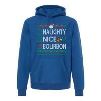 Naughty Nice Bourbon Christmas List Bourbon Ugly Cute Gift Premium Hoodie