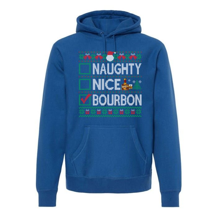 Naughty Nice Bourbon Christmas List Bourbon Ugly Cute Gift Premium Hoodie