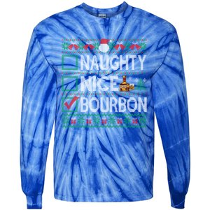 Naughty Nice Bourbon Christmas List Bourbon Ugly Cute Gift Tie-Dye Long Sleeve Shirt