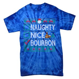 Naughty Nice Bourbon Christmas List Bourbon Ugly Cute Gift Tie-Dye T-Shirt