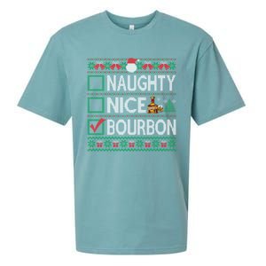 Naughty Nice Bourbon Christmas List Bourbon Ugly Cute Gift Sueded Cloud Jersey T-Shirt