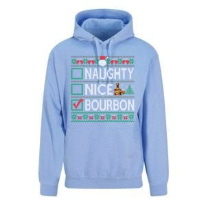 Naughty Nice Bourbon Christmas List Bourbon Ugly Cute Gift Unisex Surf Hoodie