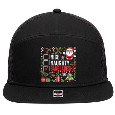 Nice Naughty Bangladeshi Christmas Santa Claus Bangladesh 7 Panel Mesh Trucker Snapback Hat