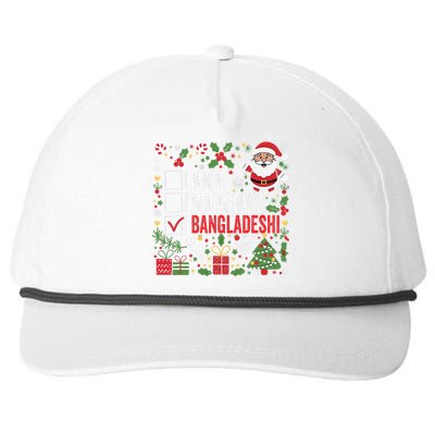 Nice Naughty Bangladeshi Christmas Santa Claus Bangladesh Snapback Five-Panel Rope Hat