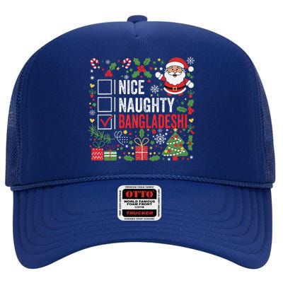 Nice Naughty Bangladeshi Christmas Santa Claus Bangladesh High Crown Mesh Back Trucker Hat