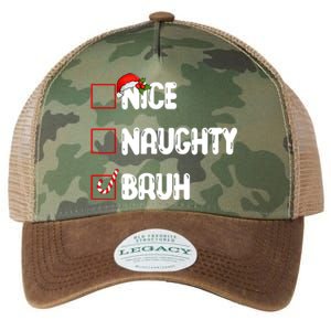 Nice Naughty Bruh Santa Checklist Funny Legacy Tie Dye Trucker Hat