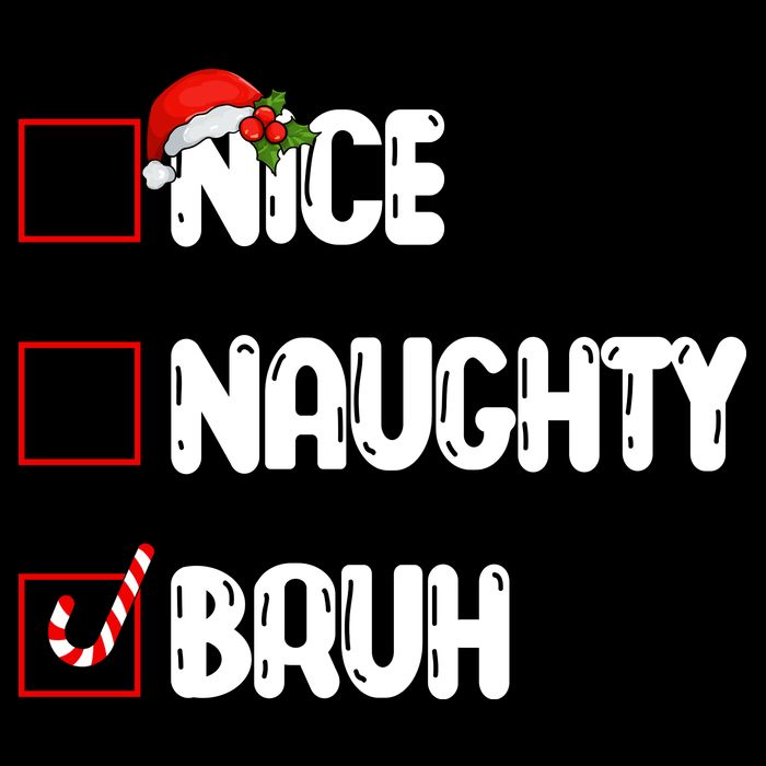 Nice Naughty Bruh Santa Checklist Funny USA-Made Doggie Bandana