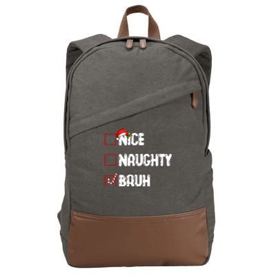 Nice Naughty Bruh Santa Checklist Funny Cotton Canvas Backpack