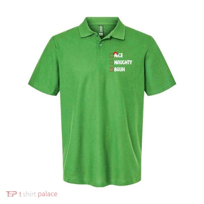 Nice Naughty Bruh Santa Checklist Funny Softstyle Adult Sport Polo