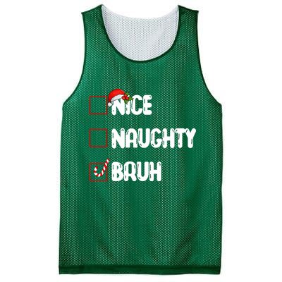 Nice Naughty Bruh Santa Checklist Funny Mesh Reversible Basketball Jersey Tank