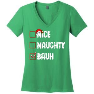 Nice Naughty Bruh Santa Checklist Funny Women's V-Neck T-Shirt