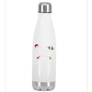 Nice Naughty Bruh Christmas List Santa Hat Funny Xmas Gift Stainless Steel Insulated Water Bottle