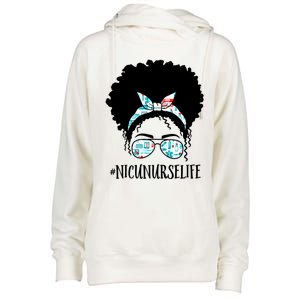 Nicu Nurse Black Afro Messy Bun Crew African American Gift Womens Funnel Neck Pullover Hood