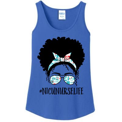 Nicu Nurse Black Afro Messy Bun Crew African American Gift Ladies Essential Tank