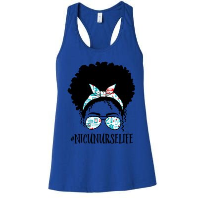 Nicu Nurse Black Afro Messy Bun Crew African American Gift Women's Racerback Tank