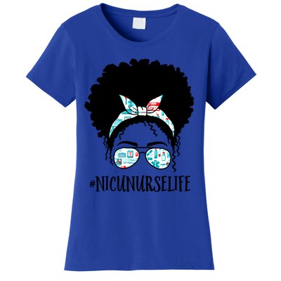 Nicu Nurse Black Afro Messy Bun Crew African American Gift Women's T-Shirt