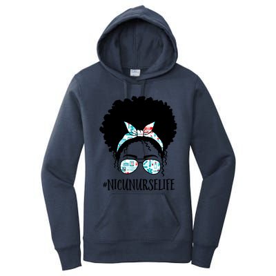 Nicu Nurse Black Afro Messy Bun Crew African American Gift Women's Pullover Hoodie