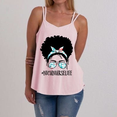 Nicu Nurse Black Afro Messy Bun Crew African American Gift Women's Strappy Tank