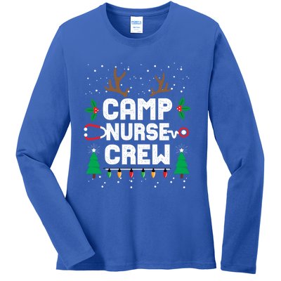 Nice Naughty Camp Nurse Funny Ugly Christmas Funny Gift Ladies Long Sleeve Shirt