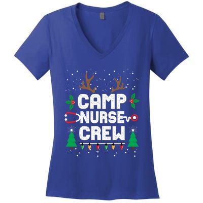 Nice Naughty Camp Nurse Funny Ugly Christmas Funny Gift Women's V-Neck T-Shirt