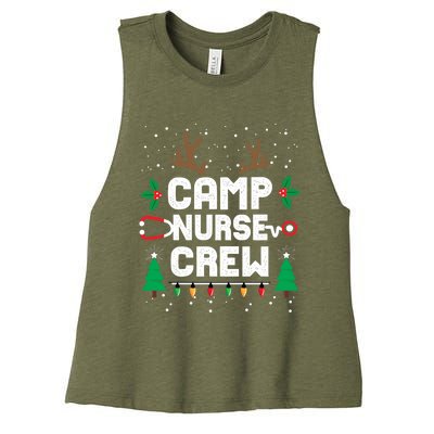 Nice Naughty Camp Nurse Funny Ugly Christmas Funny Gift Women's Racerback Cropped Tank