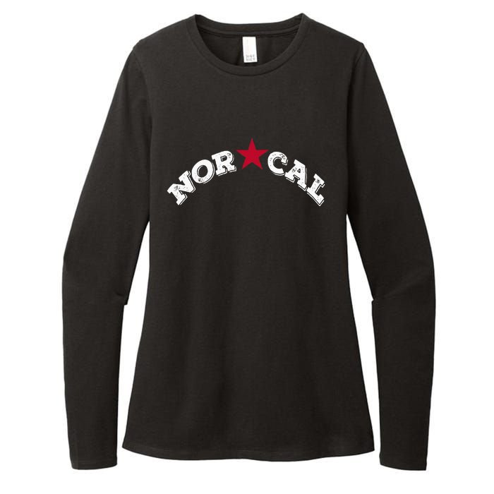 Norcal Northern California White Letter Womens CVC Long Sleeve Shirt