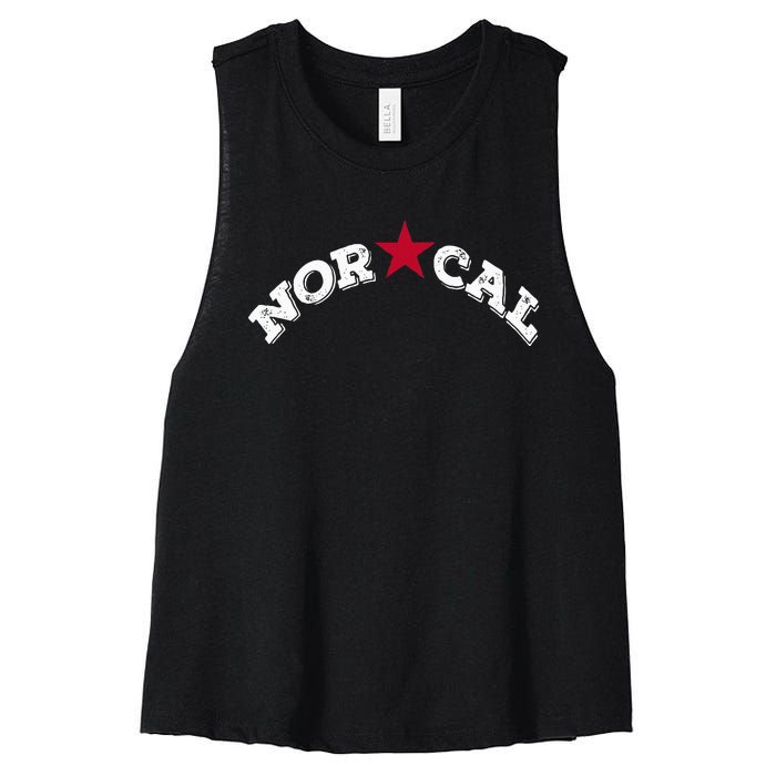 Norcal Northern California White Letter Women's Racerback Cropped Tank