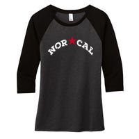 Norcal Northern California White Letter Women's Tri-Blend 3/4-Sleeve Raglan Shirt