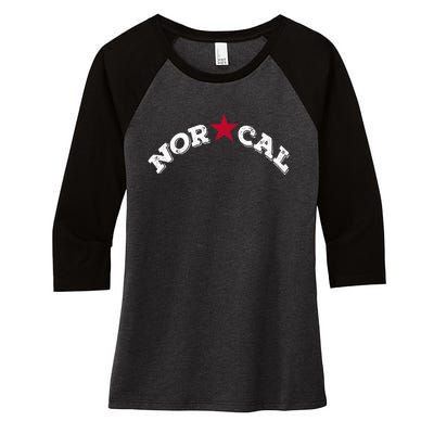 Norcal Northern California White Letter Women's Tri-Blend 3/4-Sleeve Raglan Shirt