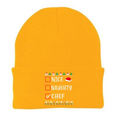 Nice Naughty Chef Funny Ugly Christmas List Family Xmas Gift Knit Cap Winter Beanie