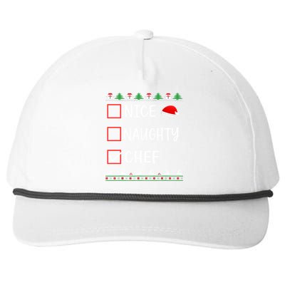 Nice Naughty Chef Funny Ugly Christmas List Family Xmas Gift Snapback Five-Panel Rope Hat