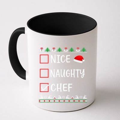 Nice Naughty Chef Funny Ugly Christmas List Family Xmas Gift Mug