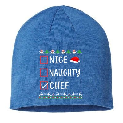 Nice Naughty Chef Funny Ugly Christmas List Family Xmas Gift Sustainable Beanie