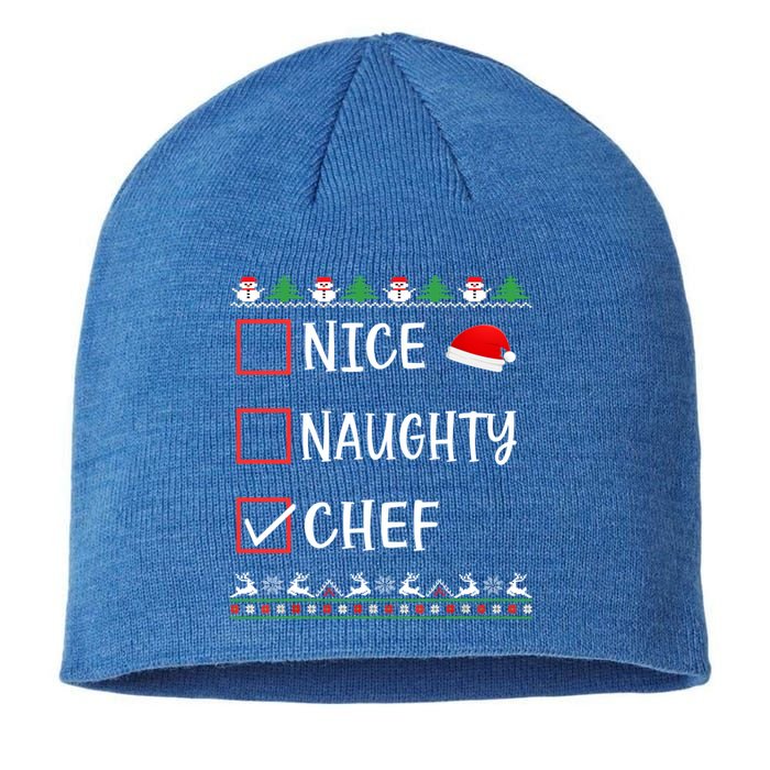 Nice Naughty Chef Funny Ugly Christmas List Family Xmas Gift Sustainable Beanie