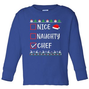 Nice Naughty Chef Funny Ugly Christmas List Family Xmas Gift Toddler Long Sleeve Shirt