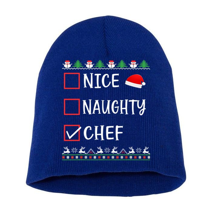 Nice Naughty Chef Funny Ugly Christmas List Family Xmas Gift Short Acrylic Beanie