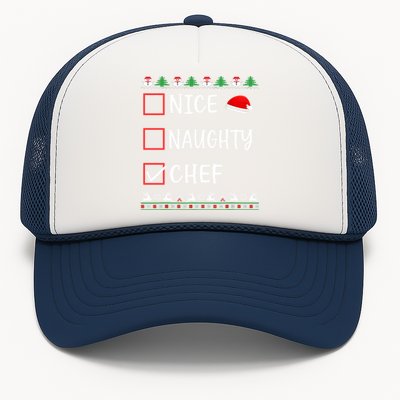 Nice Naughty Chef Funny Ugly Christmas List Family Xmas Gift Trucker Hat