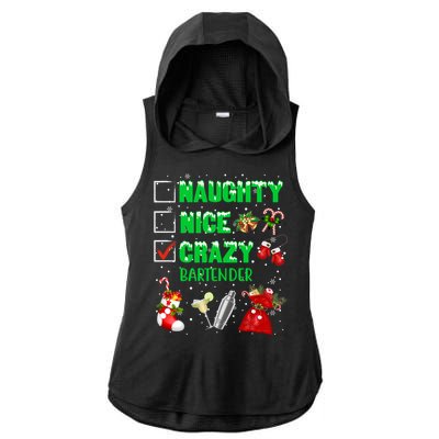 Naughty Nice Crazy Bartender Christmas Xmas Gift Ladies PosiCharge Tri-Blend Wicking Draft Hoodie Tank