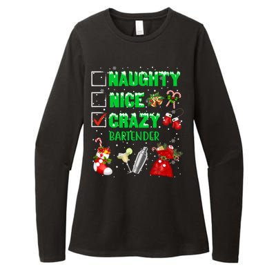 Naughty Nice Crazy Bartender Christmas Xmas Gift Womens CVC Long Sleeve Shirt