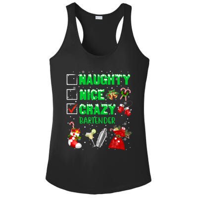 Naughty Nice Crazy Bartender Christmas Xmas Gift Ladies PosiCharge Competitor Racerback Tank