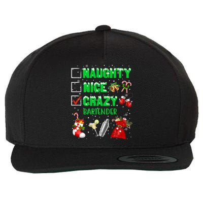 Naughty Nice Crazy Bartender Christmas Xmas Gift Wool Snapback Cap