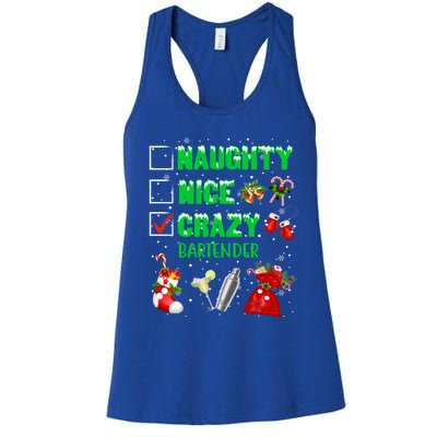 Naughty Nice Crazy Bartender Christmas Xmas Gift Women's Racerback Tank