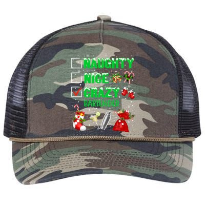 Naughty Nice Crazy Bartender Christmas Xmas Gift Retro Rope Trucker Hat Cap