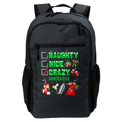 Naughty Nice Crazy Bartender Christmas Xmas Gift Daily Commute Backpack