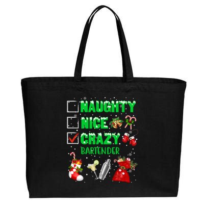 Naughty Nice Crazy Bartender Christmas Xmas Gift Cotton Canvas Jumbo Tote