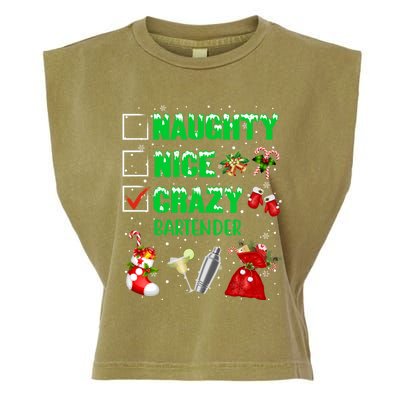 Naughty Nice Crazy Bartender Christmas Xmas Gift Garment-Dyed Women's Muscle Tee